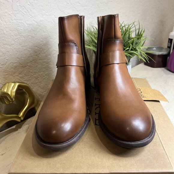 Womens Frye & Company Cormac Tawney Brown Moto Booties - Picture 3 of 12